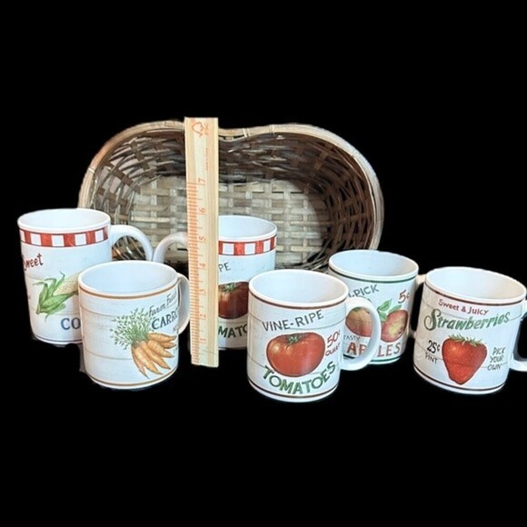 Sakura&Home Trends Farm Fresh Mug Set Carrots Corn Tomatoes Apples Strawberries - Picture 8 of 16